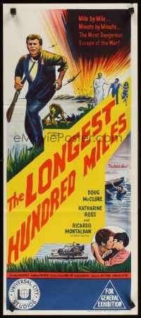 2b646 LONGEST HUNDRED MILES Aust daybill '67 Doug McClure, Katharine Ross, most dangerous escape!