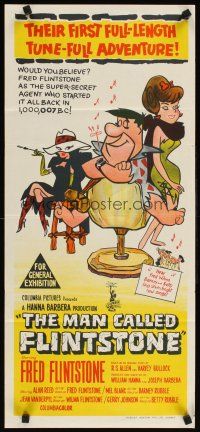 2b658 MAN CALLED FLINTSTONE Aust daybill '66 Hanna-Barbera, Fred, Barney, Wilma & Betty!