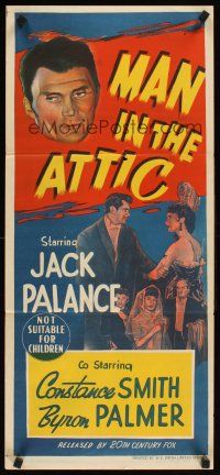 2b659 MAN IN THE ATTIC Aust daybill '53 Jack Palance in the petrifying story of Jack the Ripper!