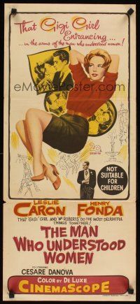 2b662 MAN WHO UNDERSTOOD WOMEN Aust daybill '59 Henry Fonda, super sexy full-length Leslie Caron!