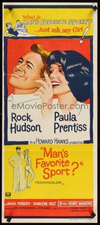 2b665 MAN'S FAVORITE SPORT Aust daybill '64 Rock Hudson falls in love w/Paula Prentiss!