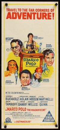 2b666 MARCO THE MAGNIFICENT Aust daybill '66 Orson Welles, Anthony Quinn, star-studded adventure!