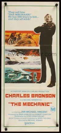 2b671 MECHANIC Aust daybill '72 Charles Bronson, he has more than a dozen ways to kill!