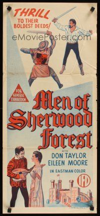 2b673 MEN OF SHERWOOD FOREST Aust daybill '56 art of Don Taylor as Robin Hood fighting guard!
