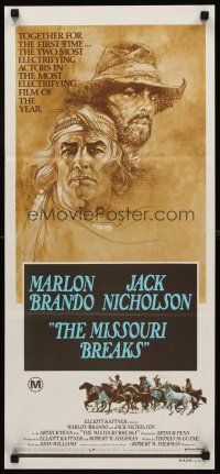 2b679 MISSOURI BREAKS Aust daybill '76 art of Marlon Brando & Jack Nicholson by Bob Peak!