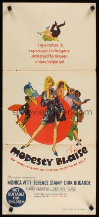 2b680 MODESTY BLAISE Aust daybill '66 Bob Peak art of sexiest female secret agent Monica Vitti!
