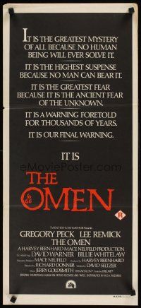 2b709 OMEN Aust daybill '76 Gregory Peck, Lee Remick, Satanic horror, our final warning!