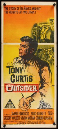 2b717 OUTSIDER Aust daybill '62 art of Tony Curtis as Ira Hayes of Iwo Jima fame!