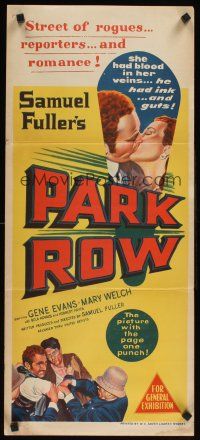 2b725 PARK ROW Aust daybill '52 Mary Welch had blood in her veins, Gene Evans had ink in his guts!