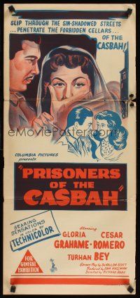 2b749 PRISONERS OF THE CASBAH Aust daybill '53 stone litho art of sexy Gloria Grahame, Romero!