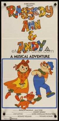 2b758 RAGGEDY ANN & ANDY Aust daybill '77 A Musical Adventure, cool cartoon artwork!