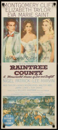 2b763 RAINTREE COUNTY Aust daybill '57 Montgomery Clift, Elizabeth Taylor & Eva Marie Saint!