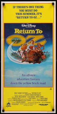 2b774 RETURN TO OZ Aust daybill '85 Walt Disney, great different artwork of cast on flying bed!