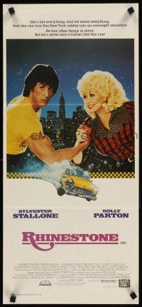 2b778 RHINESTONE Aust daybill '84 cab driver Sylvester Stallone arm wrestles Dolly Parton!