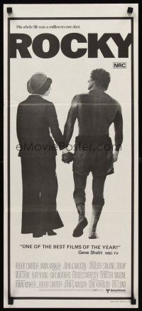2b785 ROCKY white style Aust daybill '77 boxer Sylvester Stallone holding hands w/Talia Shire!