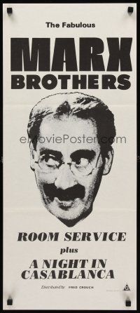 2b792 ROOM SERVICE/NIGHT IN CASABLANCA Aust daybill '70s great headshot image of Groucho Marx!