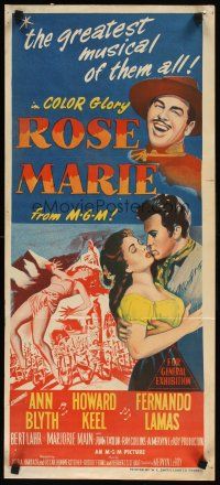 2b796 ROSE MARIE Aust daybill '54 art of Fernando Lamas, Ann Blyth, Mountie Howard Keel!