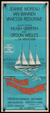 2b807 SAILOR FROM GIBRALTAR Aust daybill '67 Tony Richardson, Jeanne Moreau, art of ship at sea!