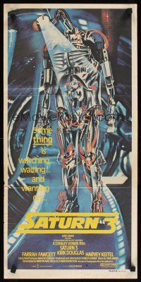 2b814 SATURN 3 Aust daybill '80 Kirk Douglas, Farrah Fawcett, really cool robot image!