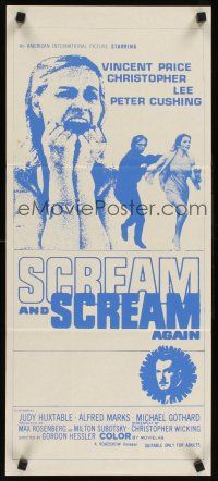 2b818 SCREAM & SCREAM AGAIN Aust daybill '70 Vincent Price, different horror images!