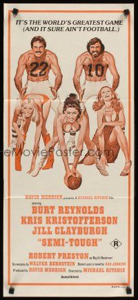 2b825 SEMI-TOUGH Aust daybill '77 Burt Reynolds, Kristofferson, girls & football art by McGinnis!