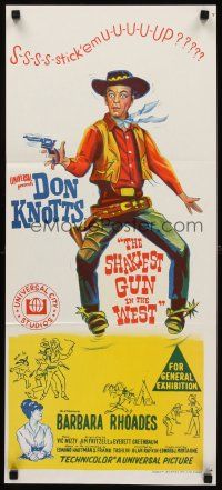 2b830 SHAKIEST GUN IN THE WEST Aust daybill '68 full-length stone litho of wacky Don Knotts!