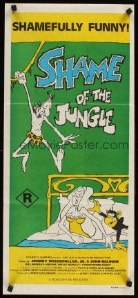 2b831 SHAME OF THE JUNGLE Aust daybill '78 sexy Tarzan spoof, wacky cartoon artwork!