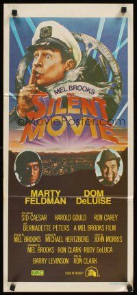 2b834 SILENT MOVIE Aust daybill '76 Marty Feldman, Dom DeLuise, art of Mel Brooks by John Alvin!