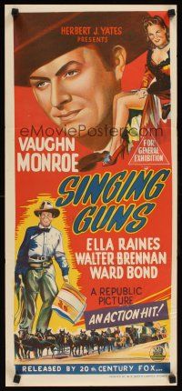 2b835 SINGING GUNS Aust daybill '50 country singer Vaughn Monroe, sexy Ella Raines!