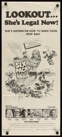 2b837 SIX PACK ANNIE Aust daybill '75 sexy art of Lindsay Bloom in title role, she's legal now!