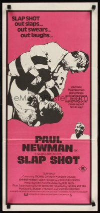 2b841 SLAP SHOT Aust daybill '77 great hockey art of Paul Newman & cast by Craig!