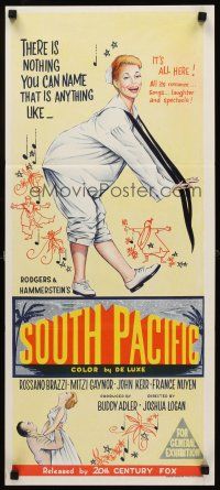 2b863 SOUTH PACIFIC Aust daybill '59 stone litho of Mitzi Gaynor, Rodgers & Hammerstein musical!