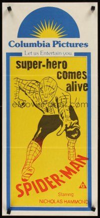 2b866 SPIDER-MAN Aust daybill '77 Marvel Comic, super-hero Spidey comes alive!