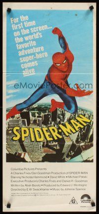 2b865 SPIDER-MAN Aust daybill '77 Marvel Comic, great image of Nicholas Hammond as Spidey!