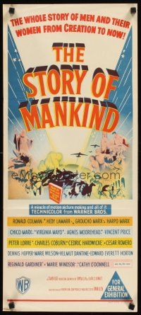 2b883 STORY OF MANKIND Aust daybill '57 Ronald Colman, the Marx Bros., the BIG BIG BIG story!