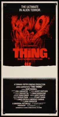 2b921 THING Aust daybill '82 John Carpenter, cool sci-fi horror art, ultimate in alien terror!