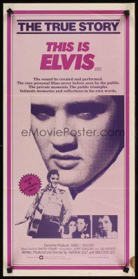 2b924 THIS IS ELVIS Aust daybill '81 Elvis Presley rock 'n' roll biography, portrait of The King!