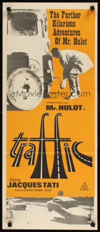 2b940 TRAFFIC Aust daybill '71 wacky image of Jacques Tati as Mr. Hulot!