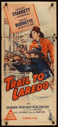 2b941 TRAIL TO LAREDO Aust daybill '48 Charles Starrett as The Durango Kid with Smiley Burnette!