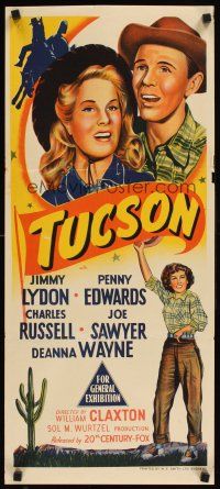 2b946 TUCSON Aust daybill '48 close-up artwork of Jimmy Lydon & Penny Edwards, Arizona!