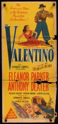 2b956 VALENTINO Aust daybill '51 Eleanor Parker, Anthony Dexter as Rudolph!