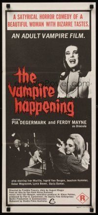 2b958 VAMPIRE HAPPENING Aust daybill '71 beautiful woman with bizarre taste, adult vampire film!