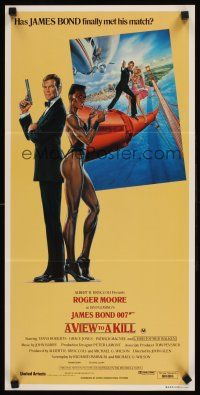 2b959 VIEW TO A KILL Aust daybill '85 art of Roger Moore James Bond & Grace Jones by Goozee!