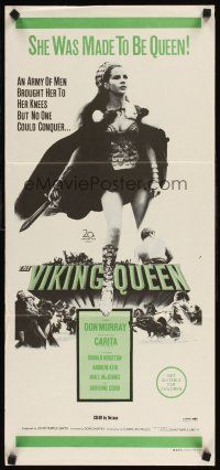 2b960 VIKING QUEEN Aust daybill '67 different full-length image of sexy Carita with sword!