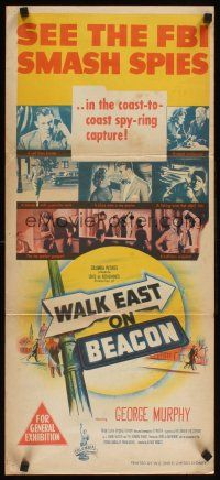 2b966 WALK EAST ON BEACON Aust daybill '52 J. Edgar Hoover, FBI nabs spies!