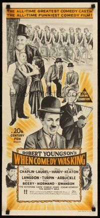 2b975 WHEN COMEDY WAS KING Aust daybill '60 Charlie Chaplin, Buster Keaton, Laurel & Hardy!