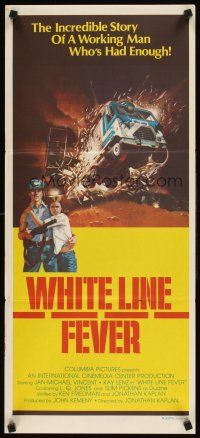 2b980 WHITE LINE FEVER Aust daybill '75 Jan-Michael Vincent, cool truck crash artwork!