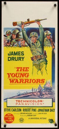 2b997 YOUNG WARRIORS Aust daybill '66 art of soldier James Drury, star of TV's The Virginian!