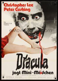 2b201 DRACULA A.D. 1972 German '72 Hammer, cool artwork of vampire Christopher Lee!