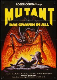2b210 FORBIDDEN WORLD German '82 Roger Corman, sci-fi art of giant monster attacking sexy girl!